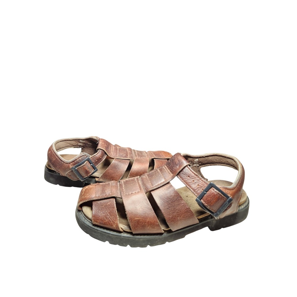 Vintage 90s Mens Brown Leather Fisherman Sandals Gorpcore Dad Shoes Grunge 10 - Picture 3 of 15